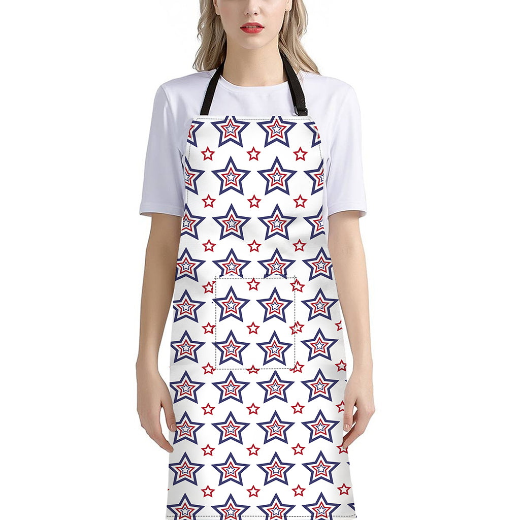 4th of July USA Star Pattern Print Bib Apron With Pocket