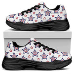 4th of July USA Star Pattern Print Black Chunky Shoes
