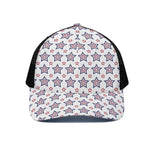 4th of July USA Star Pattern Print Black Mesh Trucker Cap