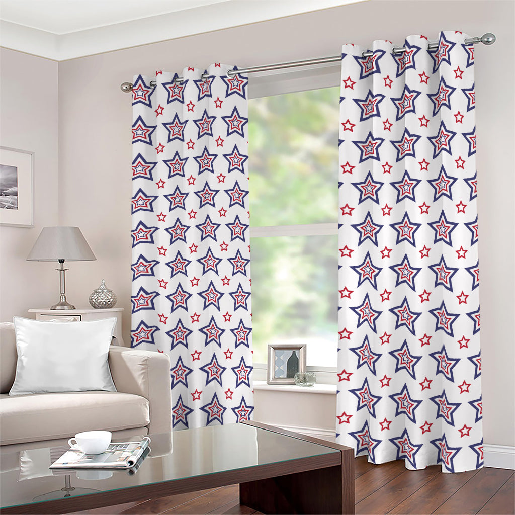 4th of July USA Star Pattern Print Blackout Grommet Curtains