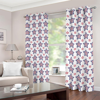4th of July USA Star Pattern Print Blackout Grommet Curtains