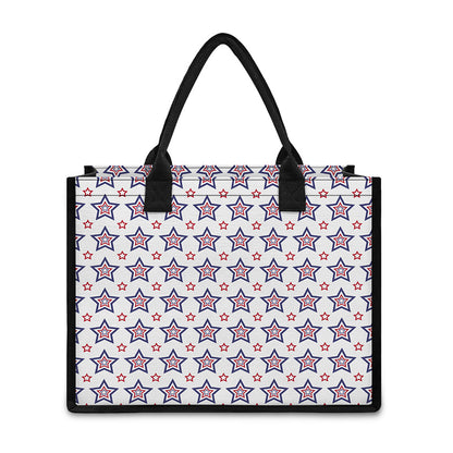 4th of July USA Star Pattern Print Canvas Tote Bag