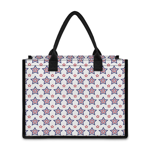 4th of July USA Star Pattern Print Canvas Tote Bag