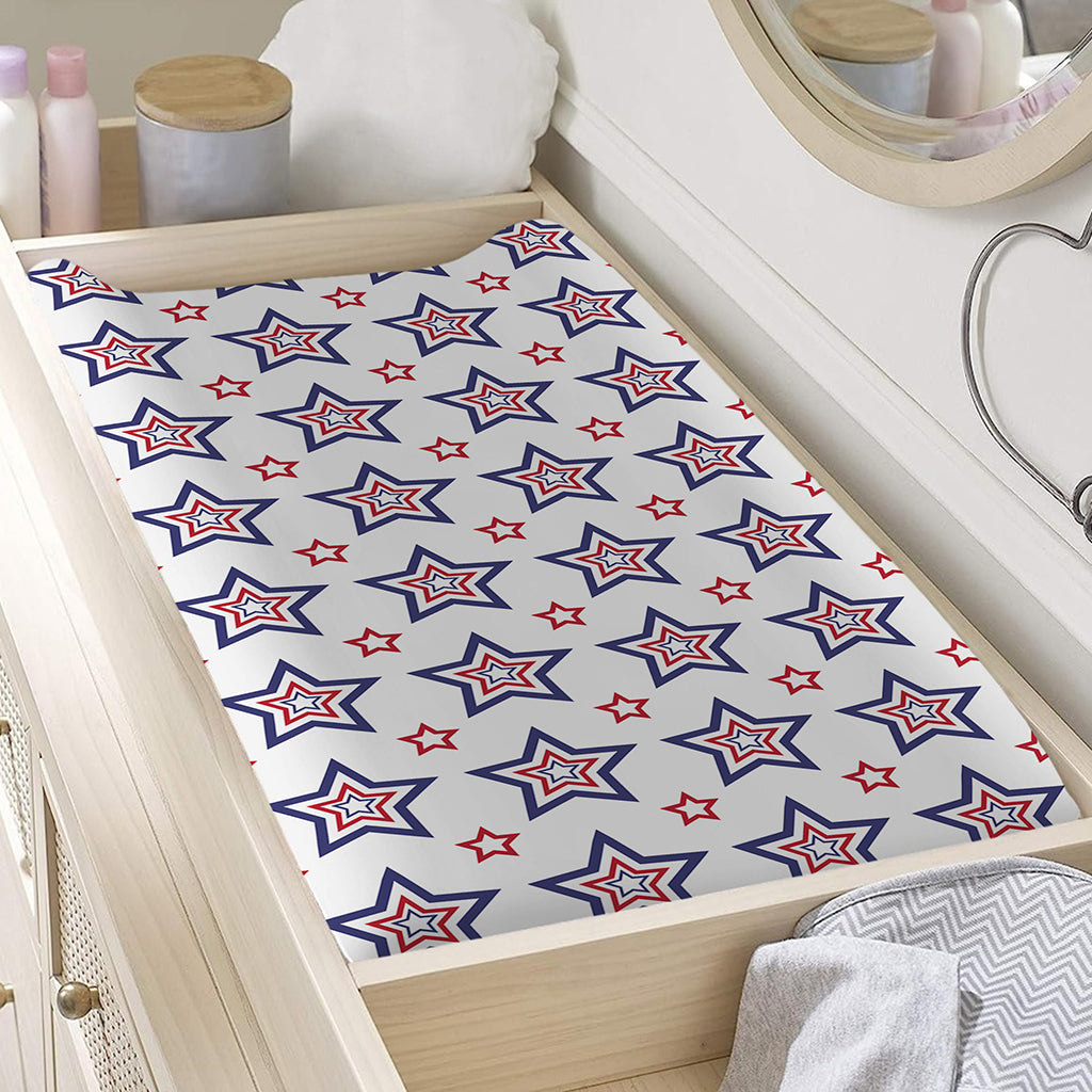 4th of July USA Star Pattern Print Changing Pad Cover