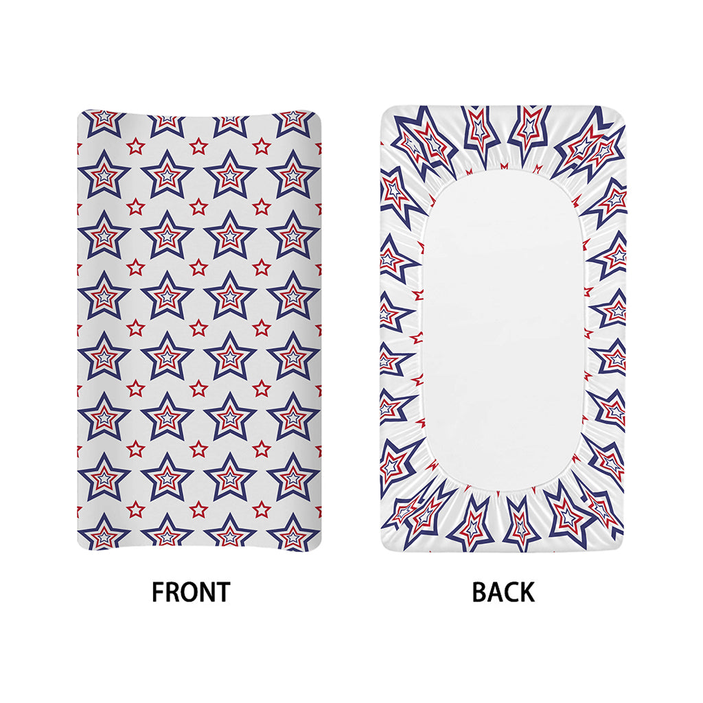 4th of July USA Star Pattern Print Changing Pad Cover