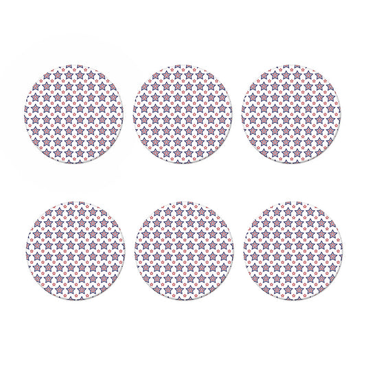 4th of July USA Star Pattern Print Coaster Set