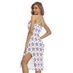 4th of July USA Star Pattern Print Cross Back Cami Dress
