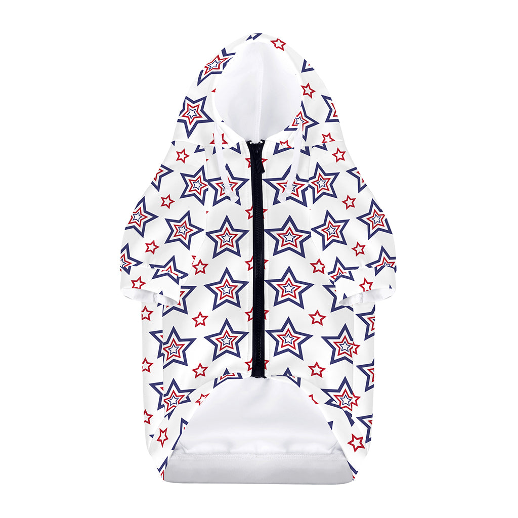 4th of July USA Star Pattern Print Dog Zip Up Hoodie