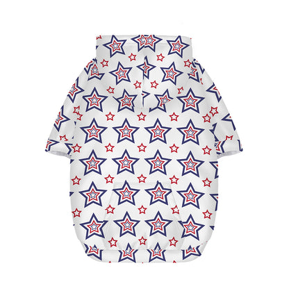 4th of July USA Star Pattern Print Dog Zip Up Hoodie
