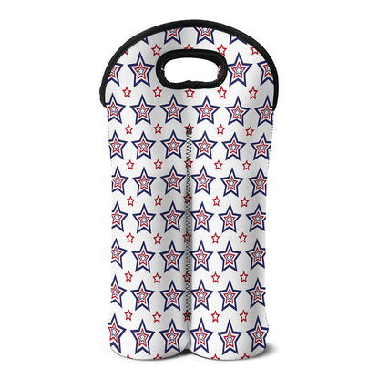4th of July USA Star Pattern Print Double Neoprene Wine Tote