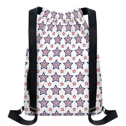 4th of July USA Star Pattern Print Drawstring Backpack