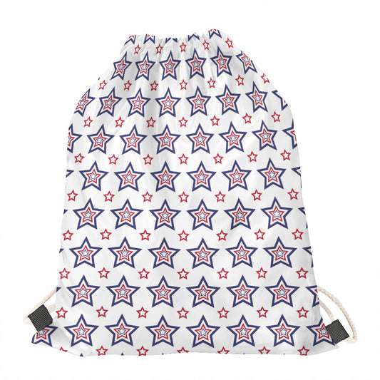 4th of July USA Star Pattern Print Drawstring Bag