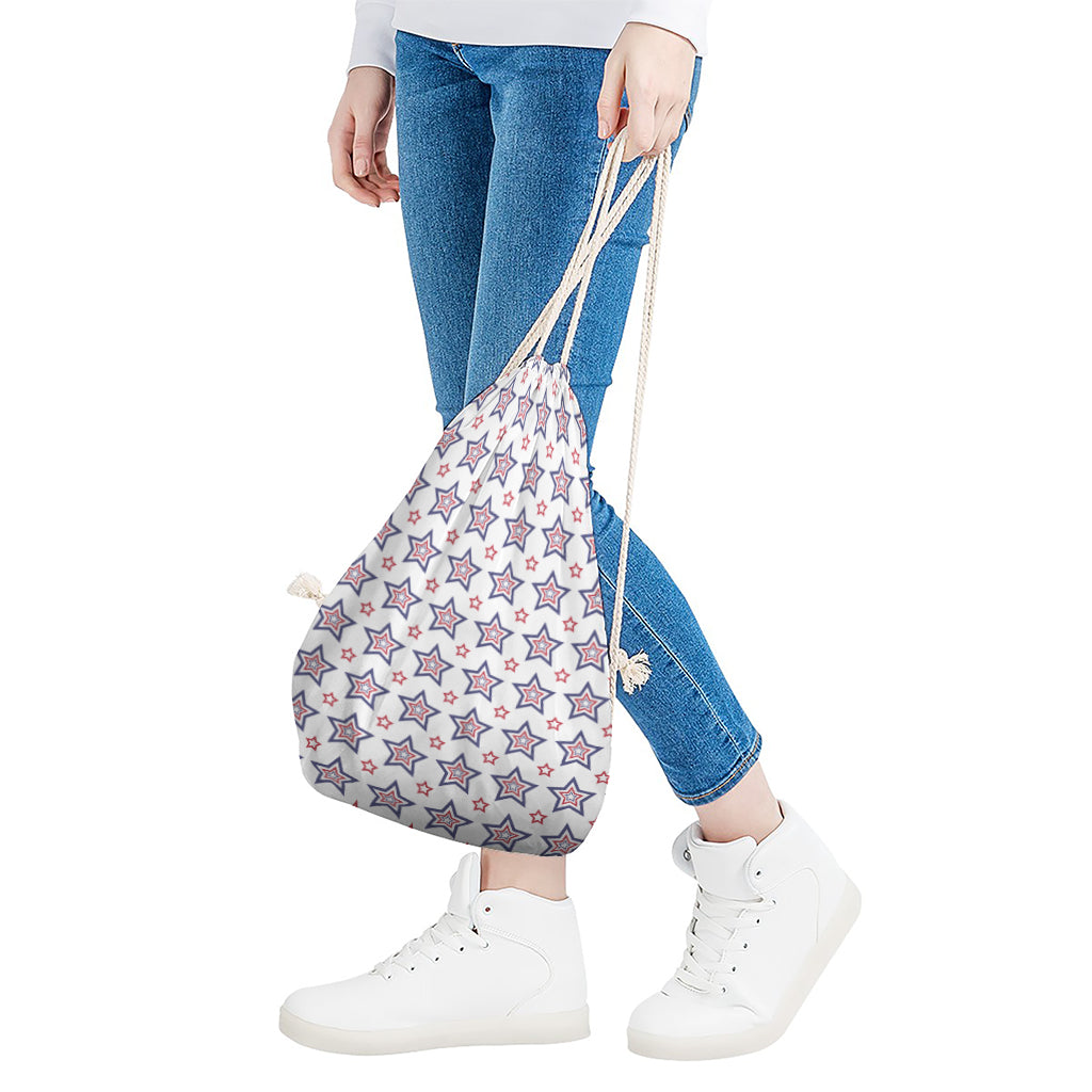 4th of July USA Star Pattern Print Drawstring Bag