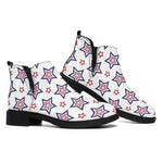 4th of July USA Star Pattern Print Flat Ankle Boots