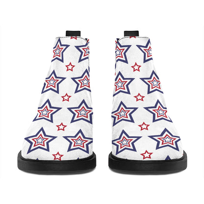 4th of July USA Star Pattern Print Flat Ankle Boots