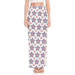 4th of July USA Star Pattern Print High Slit Maxi Skirt
