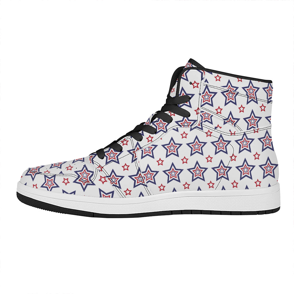 4th of July USA Star Pattern Print High Top Leather Sneakers