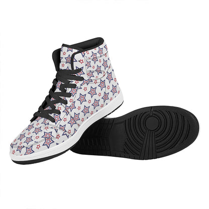 4th of July USA Star Pattern Print High Top Leather Sneakers