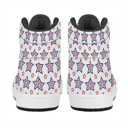 4th of July USA Star Pattern Print High Top Leather Sneakers