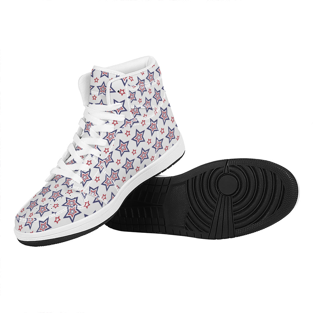4th of July USA Star Pattern Print High Top Leather Sneakers