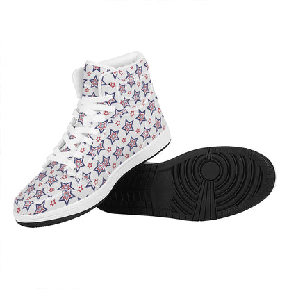 4th of July USA Star Pattern Print High Top Leather Sneakers