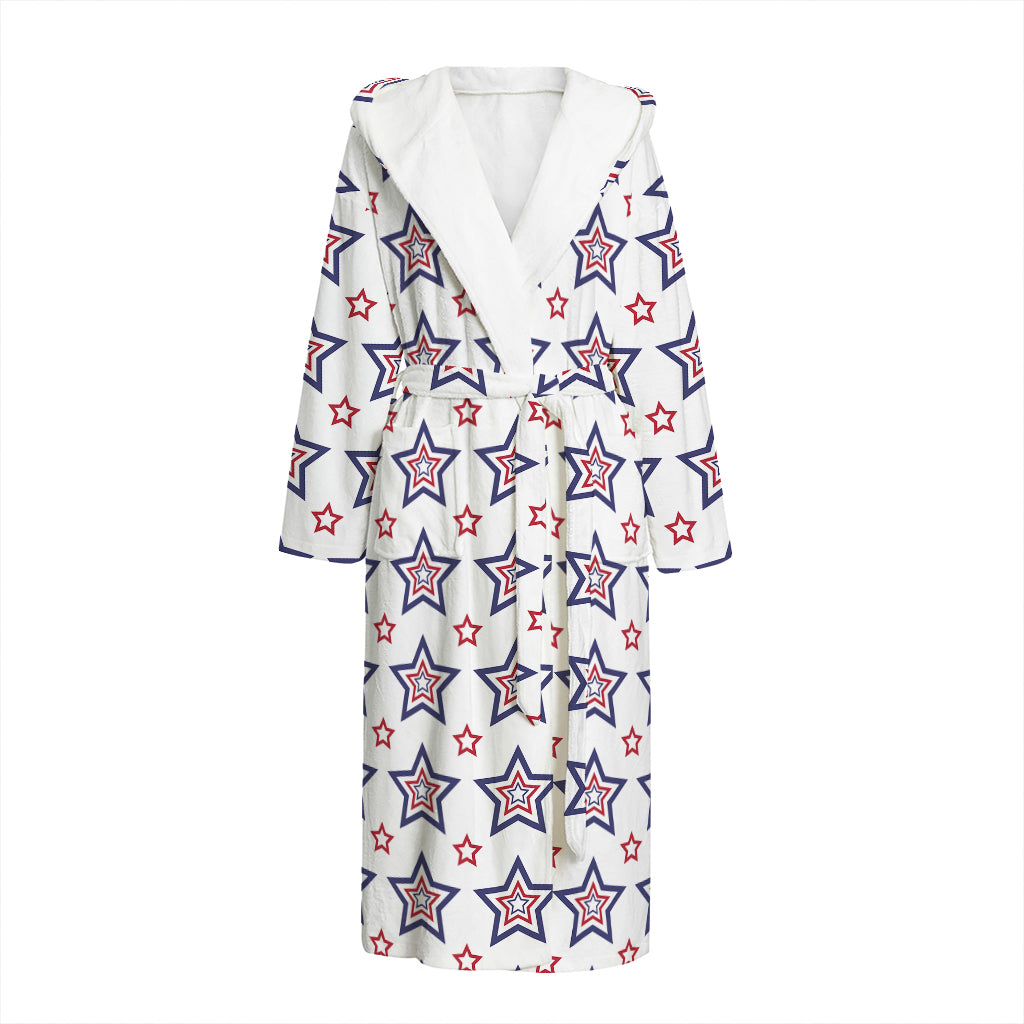 4th of July USA Star Pattern Print Hooded Bathrobe