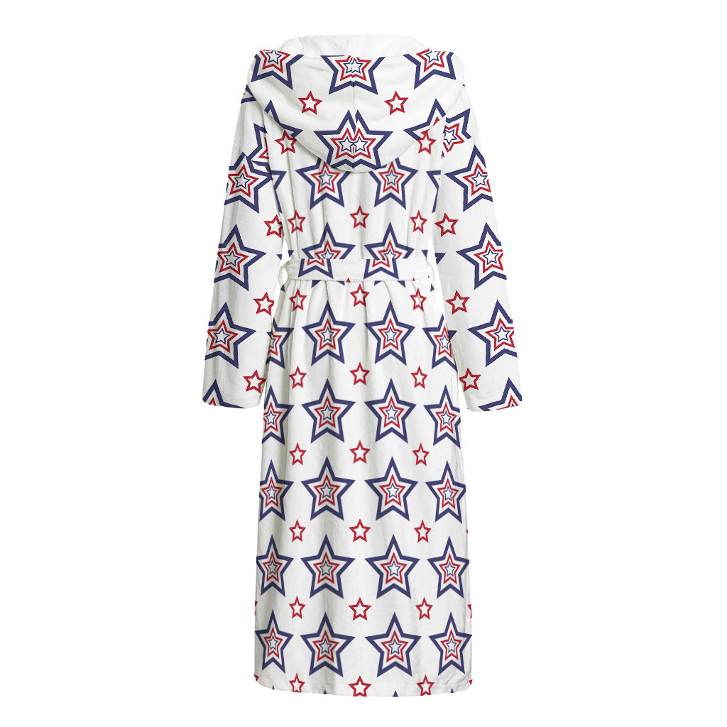 4th of July USA Star Pattern Print Hooded Bathrobe