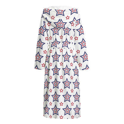 4th of July USA Star Pattern Print Hooded Bathrobe