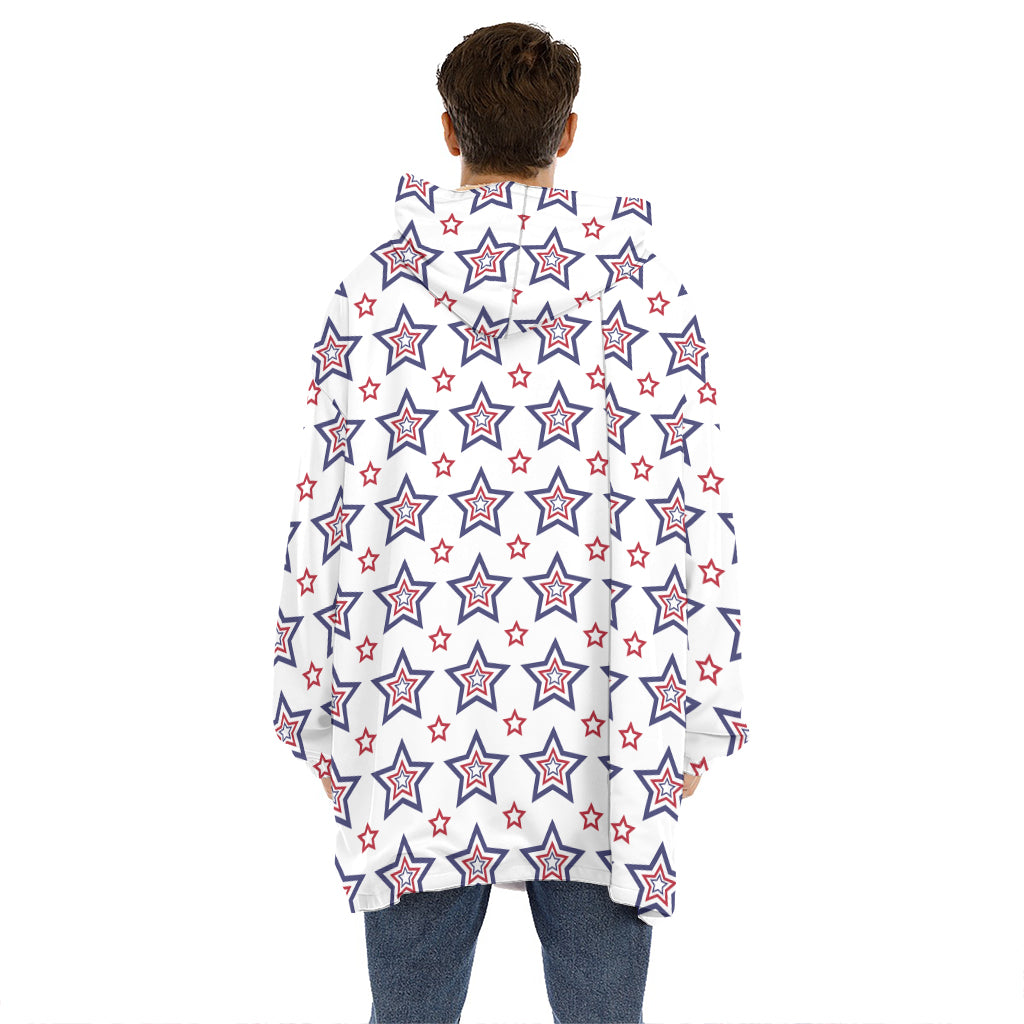 4th of July USA Star Pattern Print Hoodie Blanket