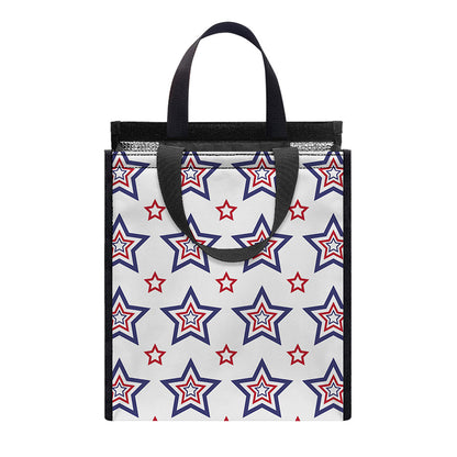 4th of July USA Star Pattern Print Insulated Lunch Tote