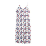 4th of July USA Star Pattern Print Jersey Midi Cami Dress