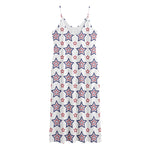 4th of July USA Star Pattern Print Jersey Midi Cami Dress