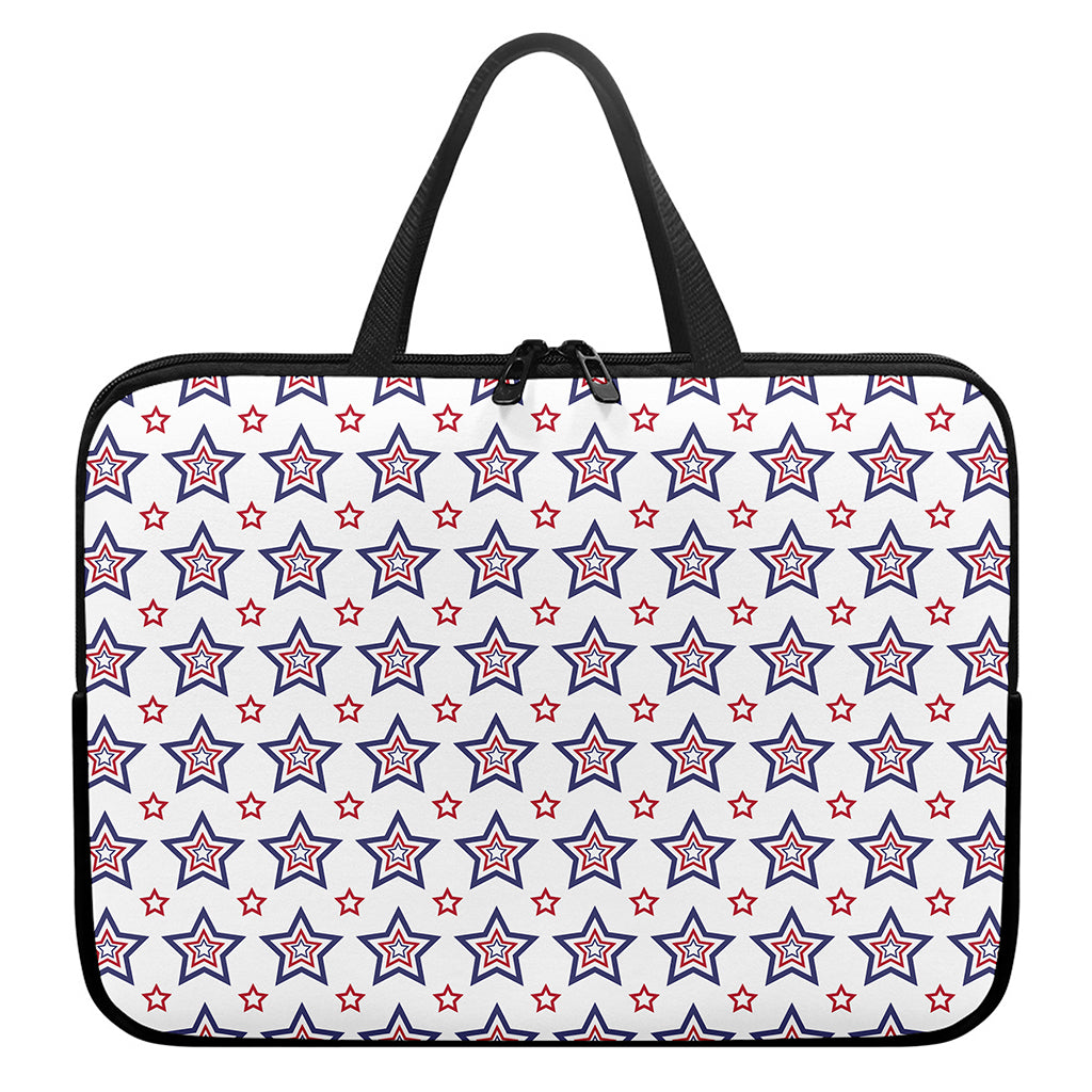 4th of July USA Star Pattern Print Laptop Sleeve With Handle
