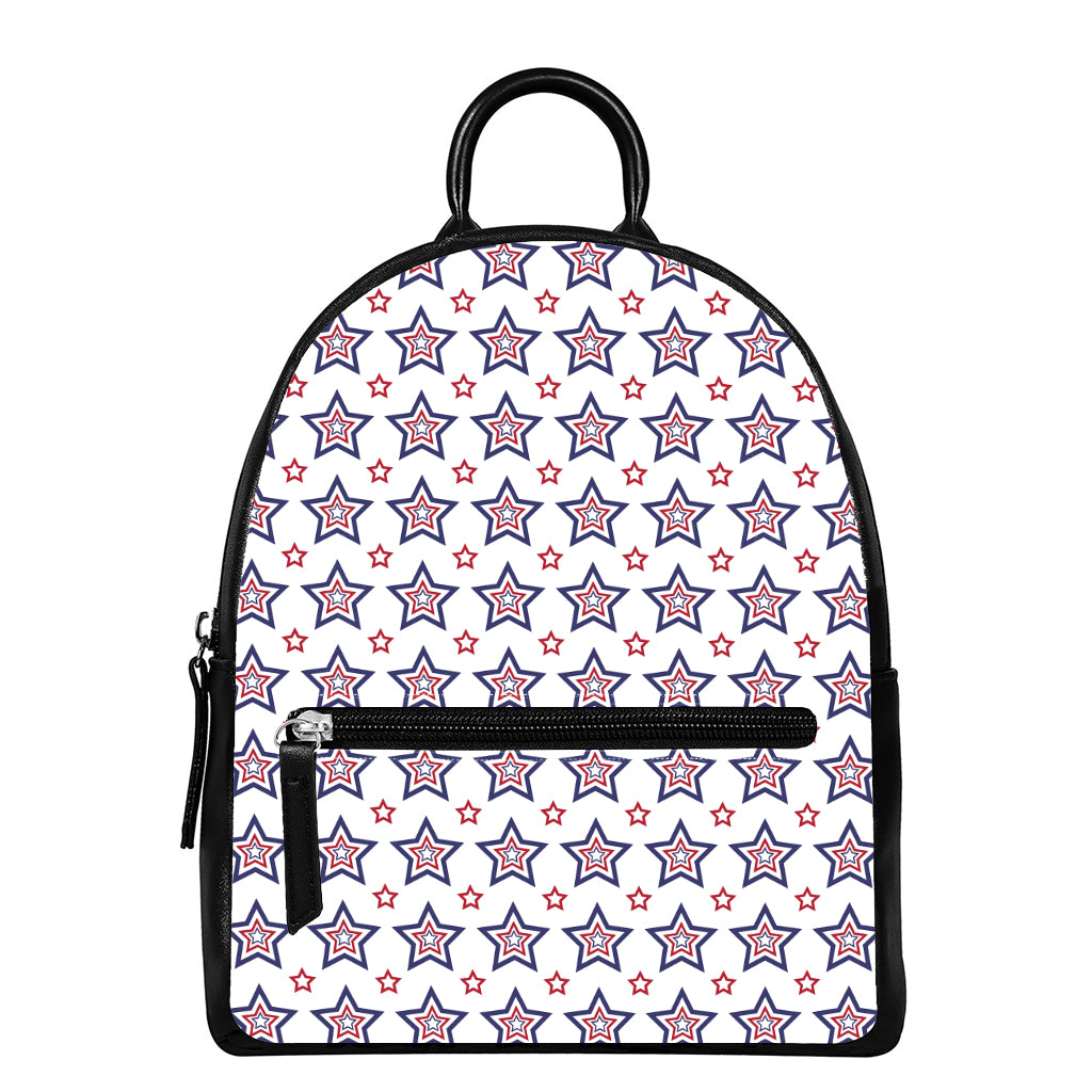 4th of July USA Star Pattern Print Leather Backpack