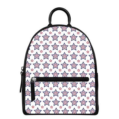 4th of July USA Star Pattern Print Leather Backpack