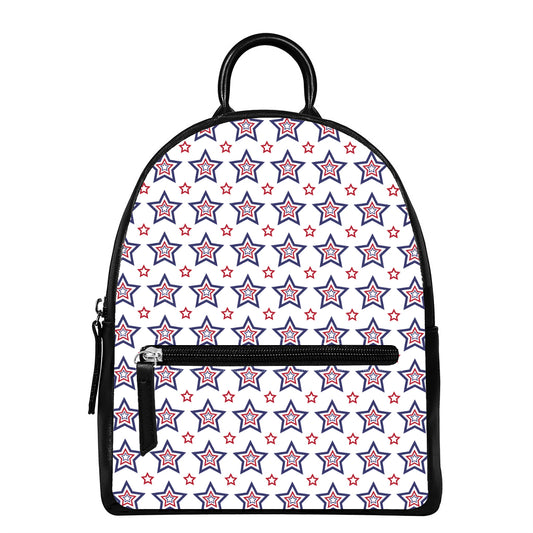 4th of July USA Star Pattern Print Leather Backpack