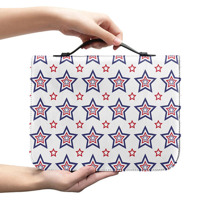 4th of July USA Star Pattern Print Leather Bible Cover