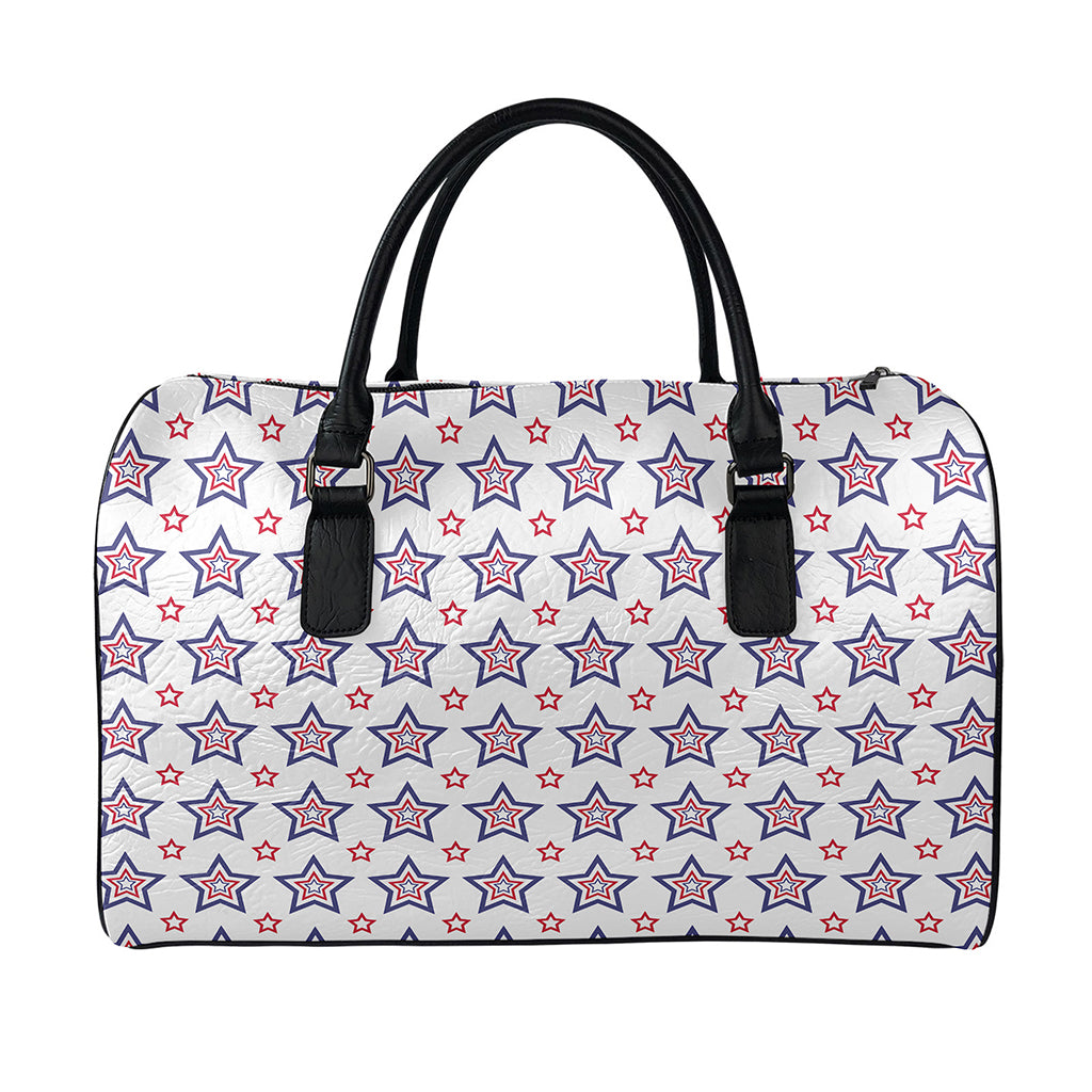 4th of July USA Star Pattern Print Leather Duffle Bag