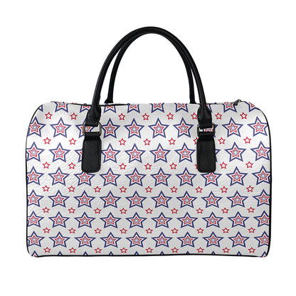 4th of July USA Star Pattern Print Leather Duffle Bag
