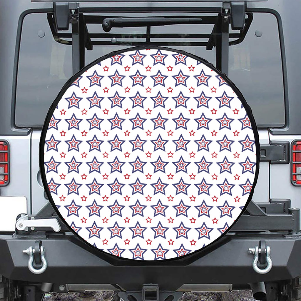 4th of July USA Star Pattern Print Leather Spare Tire Cover