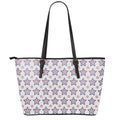4th of July USA Star Pattern Print Leather Tote Bag With Zipper