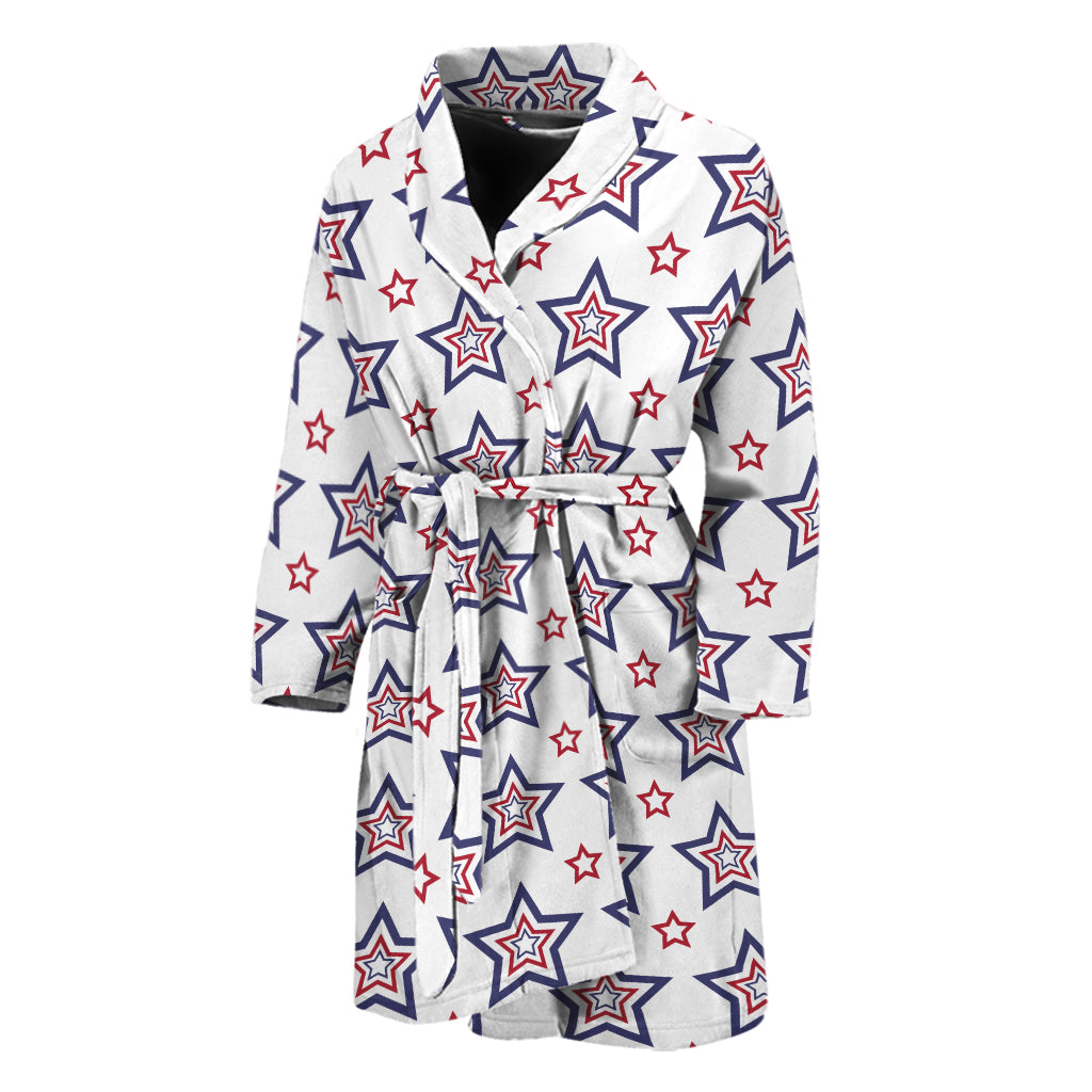 4th of July USA Star Pattern Print Men's Bathrobe