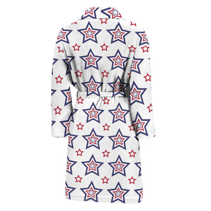 4th of July USA Star Pattern Print Men's Bathrobe