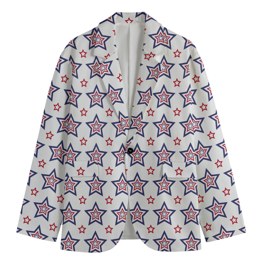 4th of July USA Star Pattern Print Men's Cotton Blazer