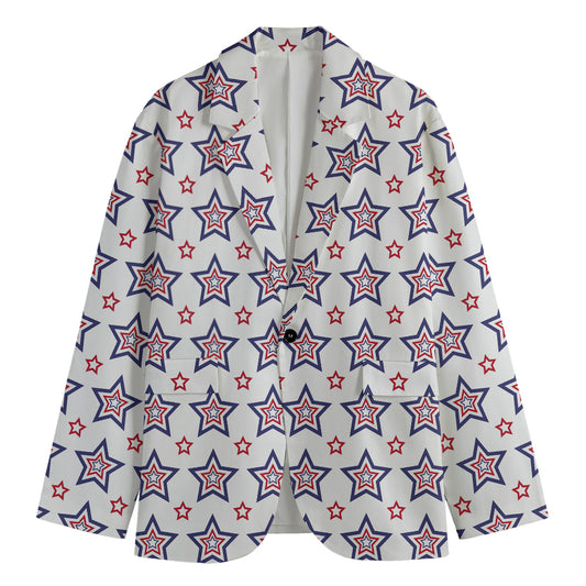 4th of July USA Star Pattern Print Men's Cotton Blazer