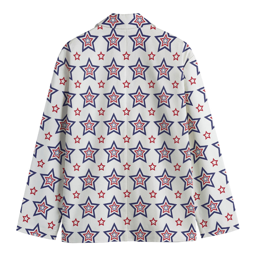 4th of July USA Star Pattern Print Men's Cotton Blazer