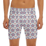 4th of July USA Star Pattern Print Men's Long Boxer Briefs