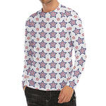 4th of July USA Star Pattern Print Men's Long Sleeve Rash Guard