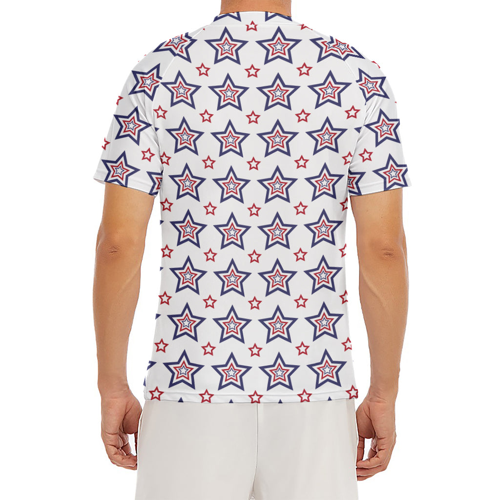 4th of July USA Star Pattern Print Men's Short Sleeve Rash Guard