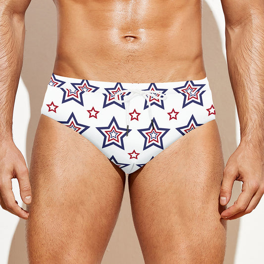 4th of July USA Star Pattern Print Men's Swim Briefs